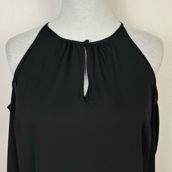 1.State | NWT Winter Garden Rich Black Cold Shoulder Lightweight Flowing Blouse - Picture 5 of 12
